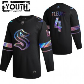Lasten NHL Seattle Kraken Pelipaita Haydn Fleury 4 2021-22 Irisoiva holografinen Musta Authentic
